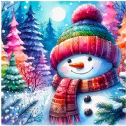 JACAROU - BONHOMME DE NEIGE ARC-EN-CIEL 40 CM X 40 CM (15,75